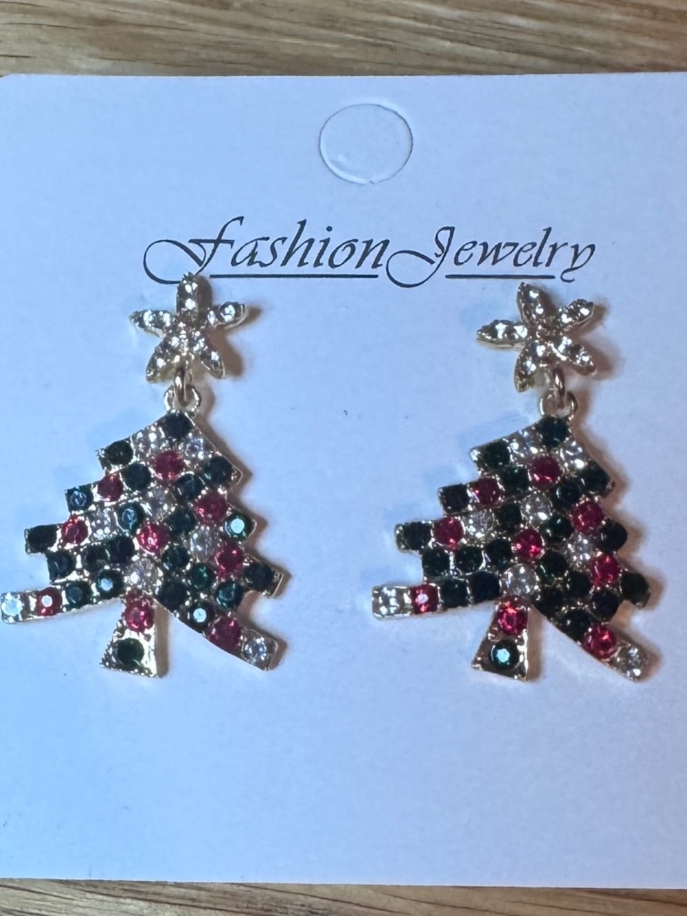 New Fashion Jewelry Dangle Christmas Tree 1 1/4 Stud Earrings Holiday Sparkle